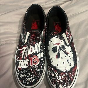 Vans, Women’s 10.0 (Terror) Friday the 13th Classic Slip-On Color  Black and Red